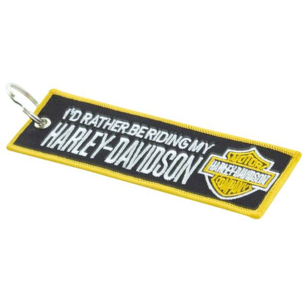 Брелок с символикой Harley-Davidson вышитый полоса ( лента ) 13х4 черный (4402378) - HAKKI