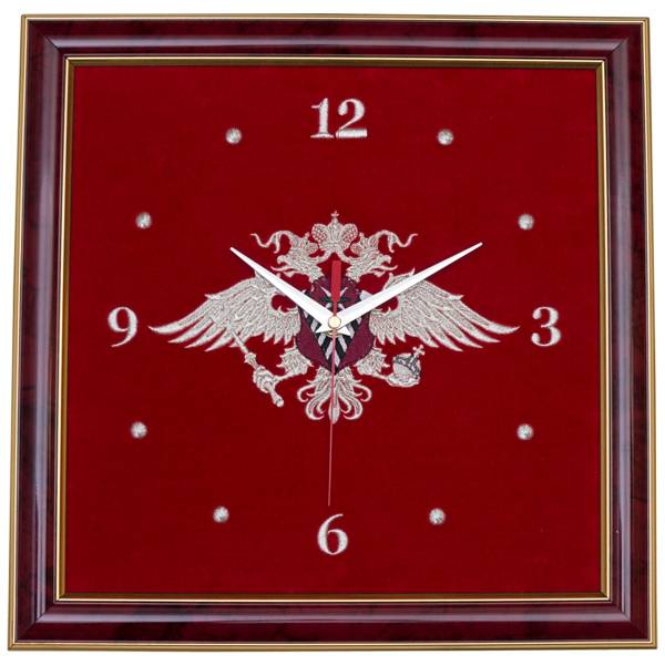 Часы настенные ФМС России вышитые на бархате 35х35 (4102034) - HAKKI