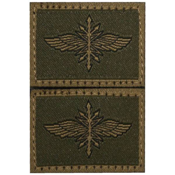 Эмблема ( нашивка знак ) петличная ( петлица ) Войска связи жаккардовая на липучке оливковая (2505026) - HAKKI