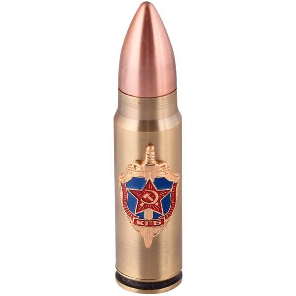 Зажигалка патрон с символикой КГБ СССР малая газовая золотистая (4403061) - HAKKI