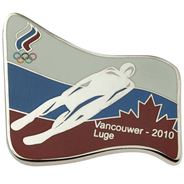 Значок ( знак ) олимпийский Ванкувер / Vancouwer 2010 команда России Санный спорт / Luge коллекционный на пимсе (2308047) - HAKKI