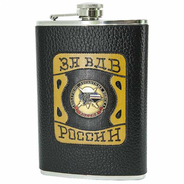Фляга подарочная с символикой ВДВ ( Воздушно-десантные войска ) России / За ВДВ России 9 OZ-270 мл черная (3407982) - HAKKI