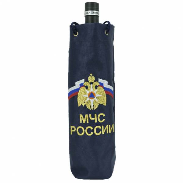 Сумка для бутылки с символикой МЧС России вышитая темно-синяя (4414005) - HAKKI