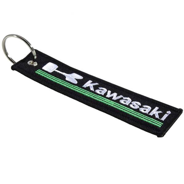 Брелок с символикой KAWASAKI ( КАВАСАКИ ) вышитый полоса ( лента ) 13х3 черный (4402980) - HAKKI