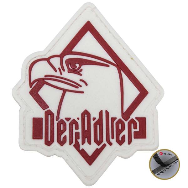 Нашивка ( шеврон патч patch ) тактическая  DER ADLER ( eagle ) ( орел ) 3D PVC ( пластизоль ) на липучке 9х7,5 белая (2504169) - HAKKI