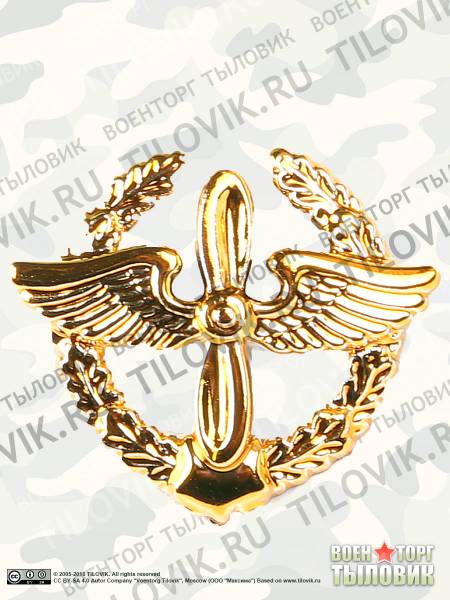 Эмблема ( знак ) петличная ( петлица ) ВВС золото пластиковая (2102150) - HAKKI
