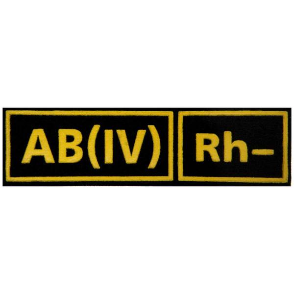 Нашивка ( шеврон ) на грудь Группа крови AB(IV) Rh- 12х3,5 пластизолевая черная (2501993) - HAKKI