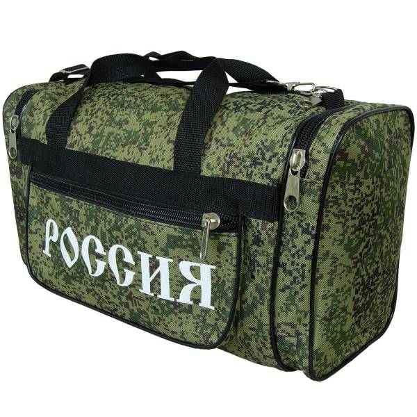 Сумка камуфлированная РОССИЯ с боковым карманом 40х20х18 14 л цифра зеленая (3310105) - HAKKI