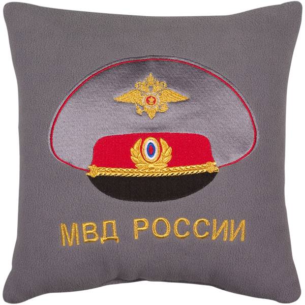 Подушка сувенирная МВД России 35х35 вышитая серая (4408016) - HAKKI