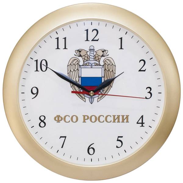 Часы настенные с символикой ФСО России D-29 пластик золотистые (4102992) - HAKKI
