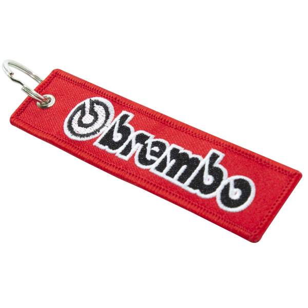 Брелок с символикой BREMBO ( БРЕМБО ) вышитый полоса ( лента ) 13х3 красный (4402302) - HAKKI