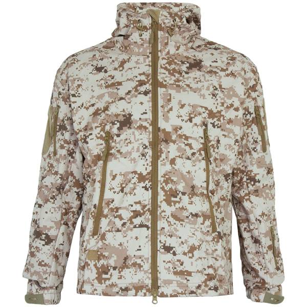 Куртка TAC SoftShell тактическая демисезонная ветровлагозащитная мембрана камуфлированная цифра пустыня (1105871) - HAKKI