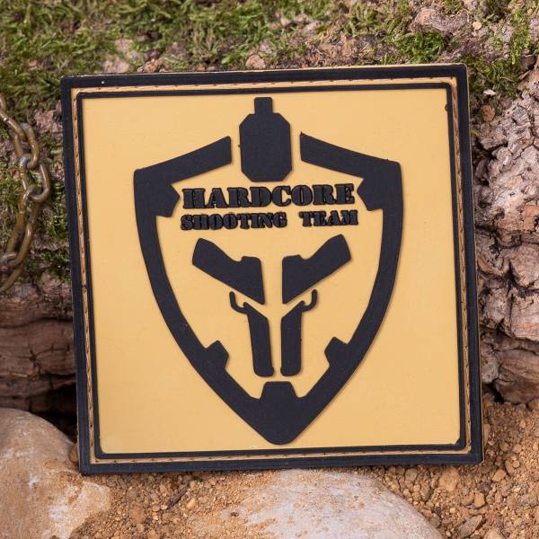 Нашивка ( шеврон патч patch ) тактическая HARDCORE SHOOTING TEAM 3D PVC ( пластизоль ) на липучке 8х8 песочная (2504189) - HAKKI