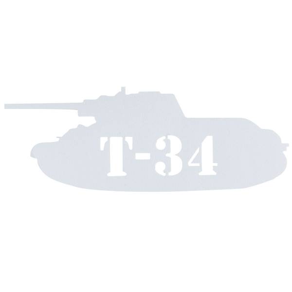 Наклейка на авто виниловая танк Т-34 21х8 белая (12017912)