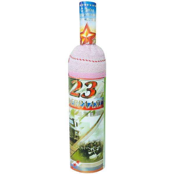 Полотенце - сувенир подарочное для лица с вышивкой 23 февраля 40х70 розовое (3507999) - HAKKI