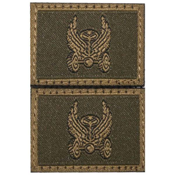 Эмблема ( нашивка знак ) петличная ( петлица )  Автомобильные войска жаккардовая на липучке оливковая (2505020) - HAKKI