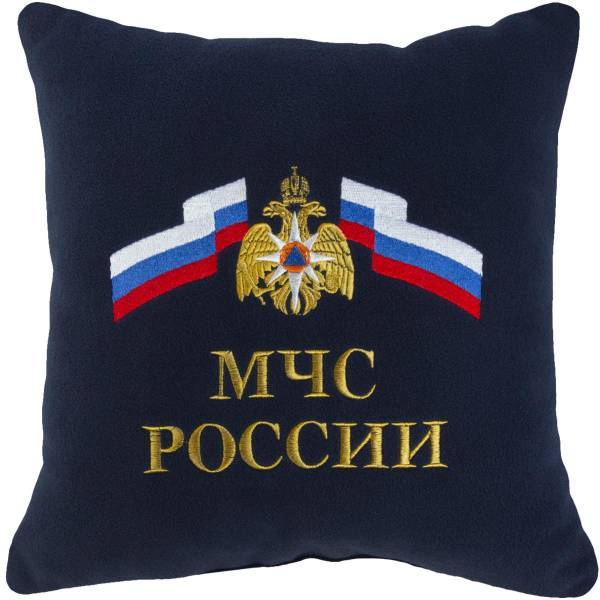 Подушка сувенирная МЧС России вышитая 35х35 темно-синяя (4408996) - HAKKI