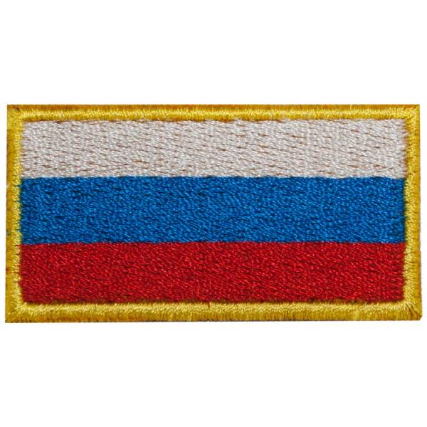 Нашивка ( шеврон ) на рукав Флаг России триколор 6х3 вышитая желтый кант (2503156) - HAKKI