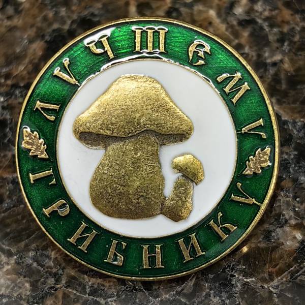 Знак нагрудный ЛУЧШИЙ ГРИБНИК на пимсе (2301608) - HAKKI