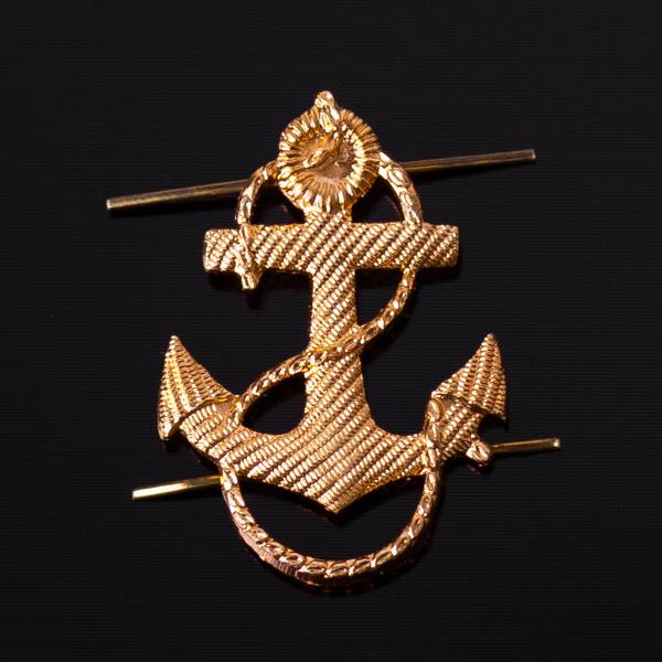 Эмблема ( знак ) петличная ( петлица ) Якорь 34 мм золотистая (2102225) - HAKKI