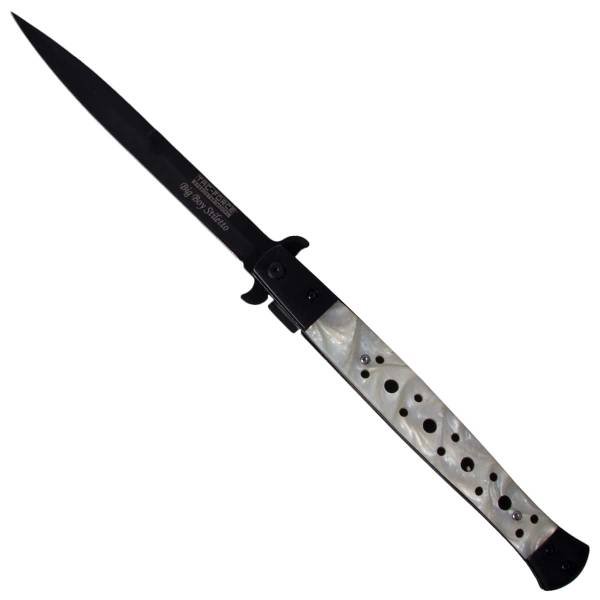 Нож складной TAC-FORCE полуавтоматический Big Boy Stiletto с клипсой белый (3913040) - HAKKI