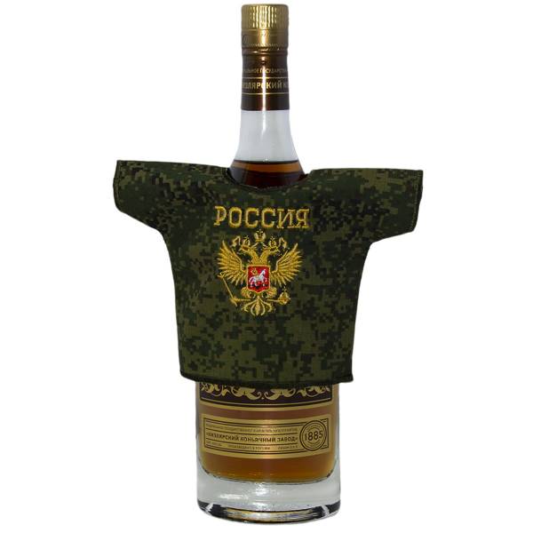 Рубашка ( чехол) сувенирная Герб России на бутылку цифра зеленая (4405015) - HAKKI