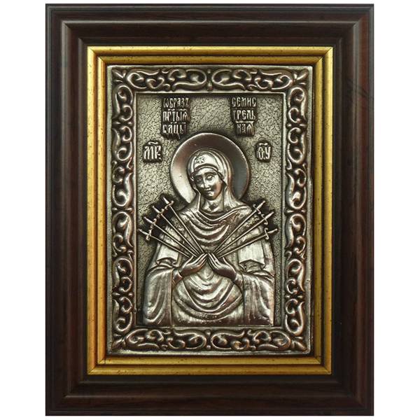 Плакетка ( панно ) Икона Образ Пресвятой Богородицы Семистрельная 150х120 (4406305) - HAKKI