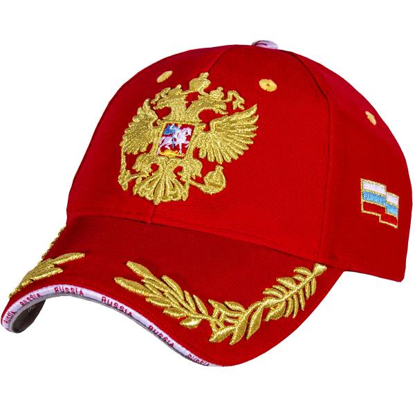 Бейсболка с символикой Герб ( орел ) России / RUSSIA вышитая красная (1401918) - HAKKI