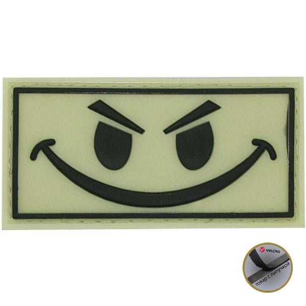 Нашивка ( шеврон патч patch ) тактическая Smile 3D PVC ( пластизоль ) на липучке 7х3,5 флуоресцентная (2504073) - HAKKI