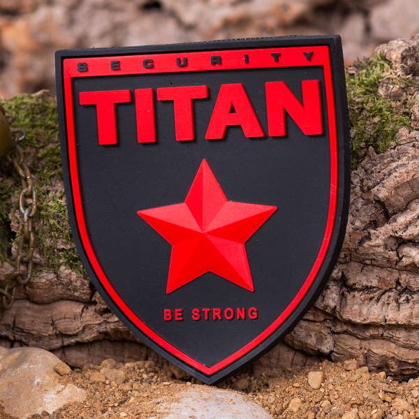 Нашивка ( шеврон патч patch ) тактическая TITAN SECURITY be strong 3D PVC ( пластизоль ) на липучке 9х11 черная (2504186) - HAKKI