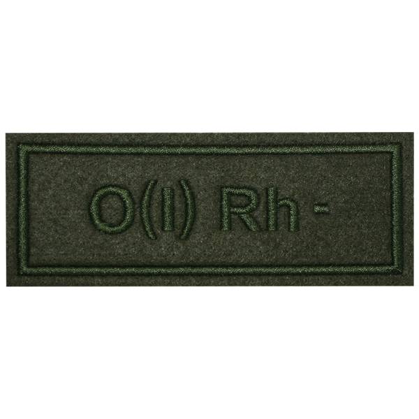 Нашивка ( шеврон ) на грудь Группа крови полевая О (I) Rh- 10.5х4 вышитая оливковая (2501952) - HAKKI