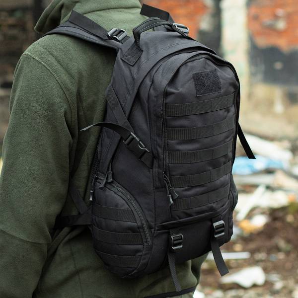 Рюкзак штурмовой MOLLE 50х35х25 45 л черный (3306206) - HAKKI