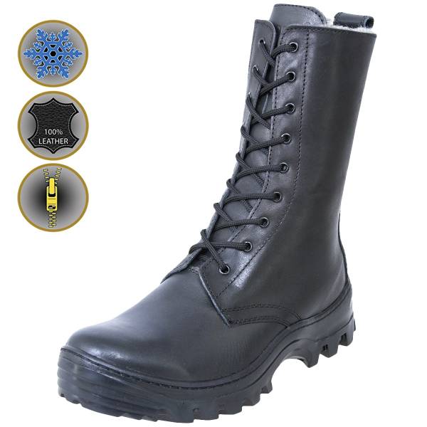 Ботинки с высоким берцем ( берцы ) GARSING ( ГАРСИНГ ) AVIATOR-EXCLUSIVE 707 зимние мех искусственный черные (1502293) - HAKKI