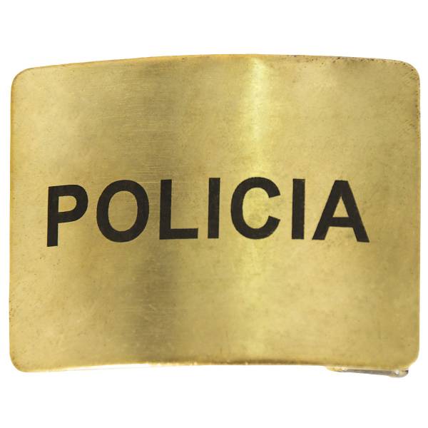 Бляха ( пряжка ) с гравировкой POLICIA латунная золотистая (1602004) - HAKKI