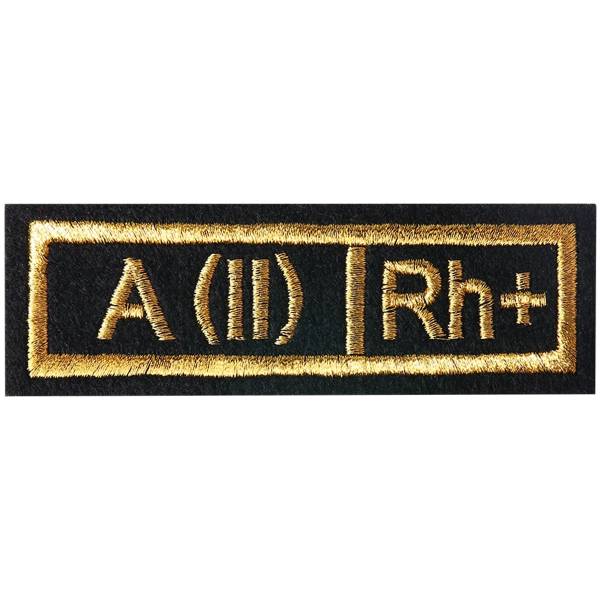 Нашивка ( шеврон ) на грудь Группа крови А (II) Rh+ 11х4 вышитая полоса черная (2501049) - HAKKI