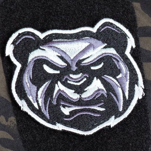 Нашивка ( шеврон патч patch ) тактическая Злобная панда вышитая на липучке D-8,5 серая (2509569) - HAKKI