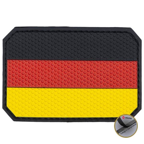 Нашивка ( шеврон патч patch ) тактическая  флаг GERMANY ГЕРМАНИЯ ( триколор ) 3D PVC ( пластизоль ) на липучке 9х6 триколор (2504808) - HAKKI