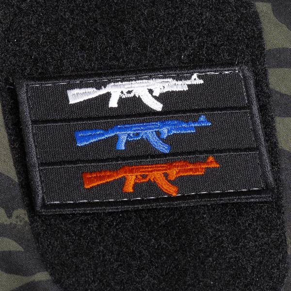Нашивка ( шеврон патч patch ) тактическая Триколор с автоматами вышитая 8х5 черная (2509575)  - HAKKI