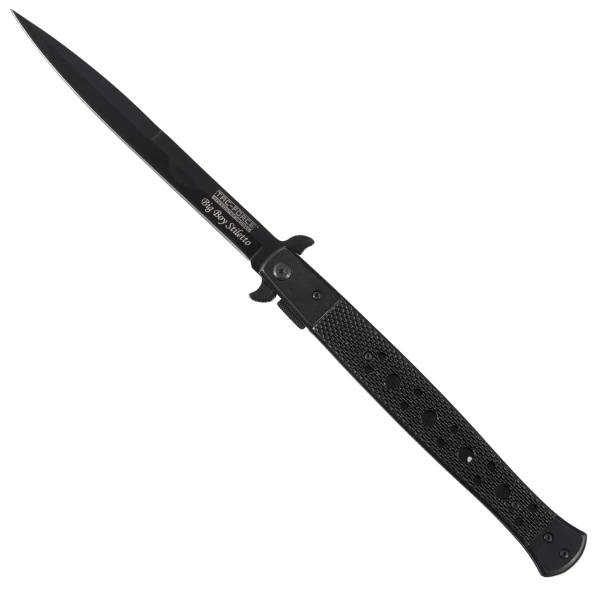 Нож складной TAC-FORCE полуавтоматический Big Boy Stiletto с клипсой черный (3913042) - HAKKI