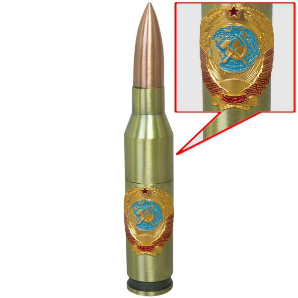 Зажигалка патрон с символикой Герб СССР газовая 140 мм золотистая (4403262) - HAKKI