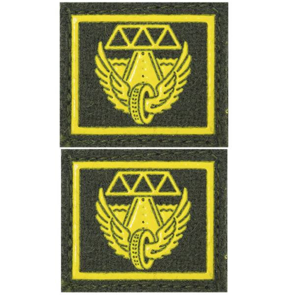 Эмблема ( нашивка знак ) петличная ( петлица ) Железнодорожные войска пластизолевая на липучке оливковая (2505999) - HAKKI