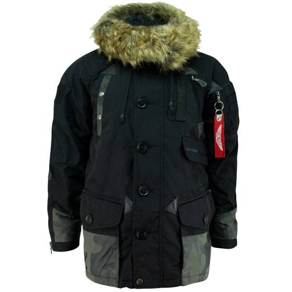 Куртка 726 GEAR аляска с меховым воротником черная (1105135) - HAKKI