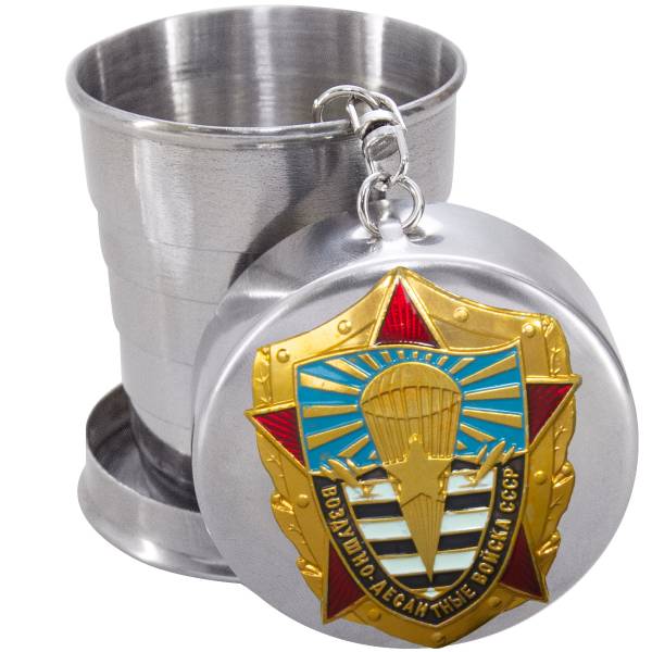 Стопка ( рюмка ) с символикой ВДВ ( Воздушно-десантные войска ) СССР складная 70 мл серебристая (4630257) - HAKKI