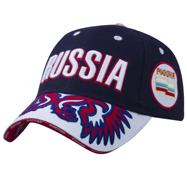 Бейсболка RUSSIA / РОССИЯ вышитая темно-синяя (1401924) - HAKKI
