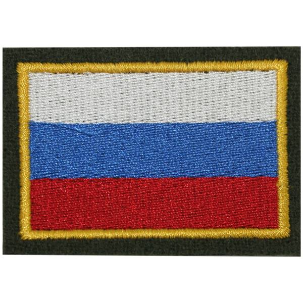 Нашивка ( шеврон ) на рукав Флаг России ( триколор ) 7х5 вышитая оливковая (2503784) - HAKKI