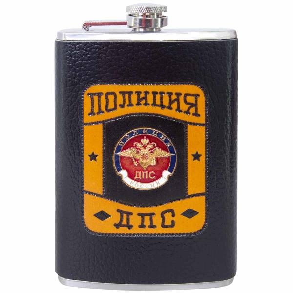 Фляга подарочная с символикой Полиция ДПС России 9 OZ-270 мл черная (3407992) - HAKKI