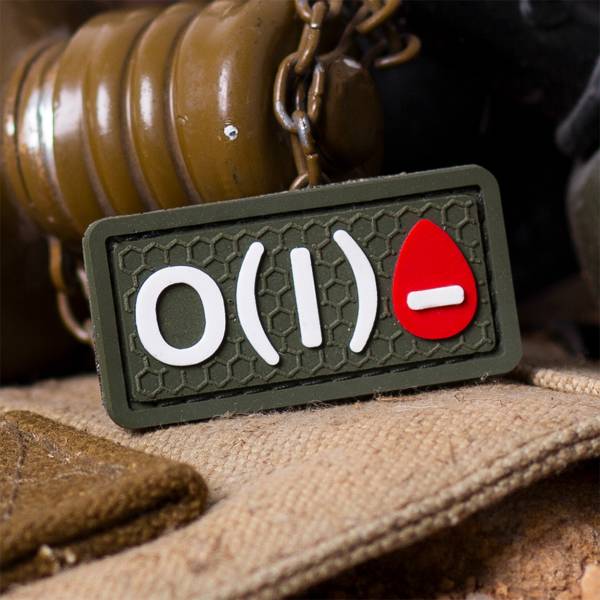 Нашивка ( шеврон патч patch ) тактическая Группа крови O ( I ) Rh - 3D PVC ( пластизоль ) на липучке 5х2,5 оливковая (2504294)  - HAKKI