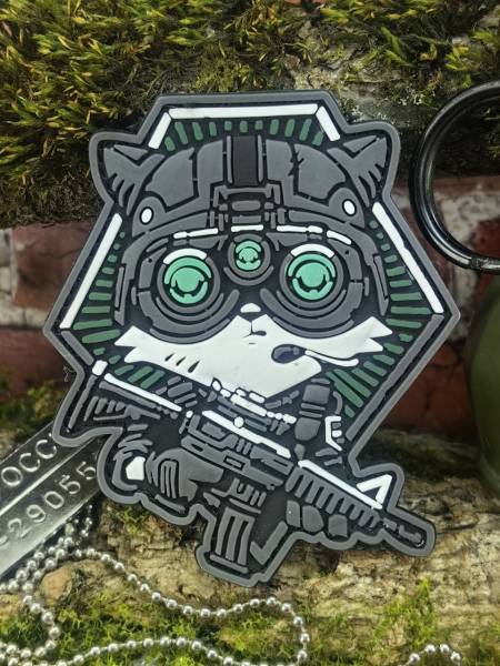Нашивка ( шеврон патч patch ) тактическая СПЕЦНАЗ КОТИК С АВТОМАТОМ 3D PVC на липучке 7,5х8,5 (2504352) - HAKKI