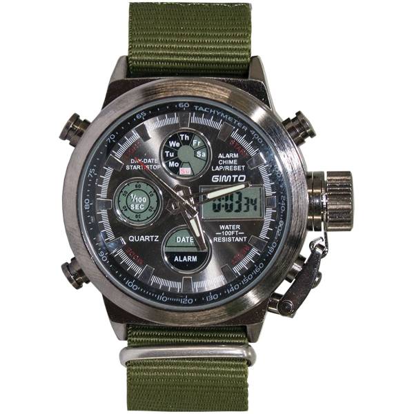Часы наручные GIMTO ( ДЖИМТО ) мужские милитари ( military ) кварцевые хронограф (4107011) - HAKKI