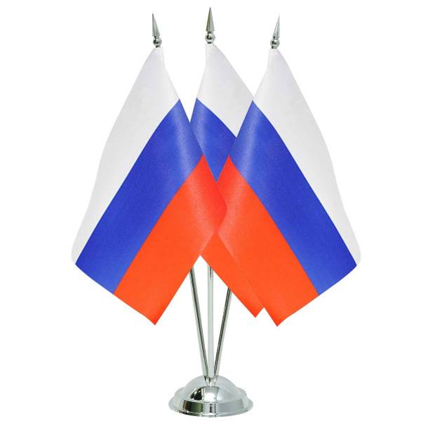 Подставка ( флагшток ) настольная для 3-х флагов 15х22 330 мм пластик серебристый (4707011)  - HAKKI